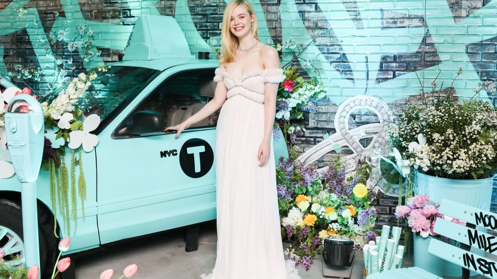 Elle FanningTiffany & Co. jewelry collection launch, Inside, New York, USA - 03 May 2018WEARING GIAMBATTISTA VALLI SAME OUTFIT AS CATWALK MODEL *9327889au