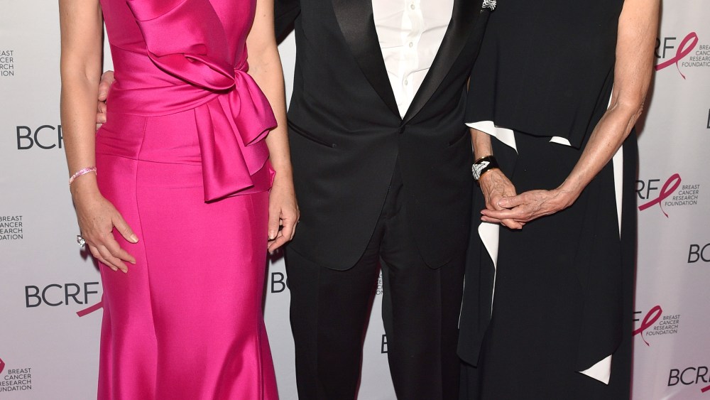 Elizabeth Hurley, Leonard Lauder, Judy Ellis GlickmanBreast Cancer Research Foundation's The Hot Pink Party: New Depths, Arrivals, New York, USA - 17 May 2018