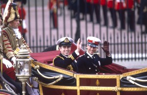 Prince Andrew Duke of York with His Supporter Prince Edward Earl of Wessex Wave at Crowds As They Make Their Way to Westminster Abbey in an Open-top Carriage For His Marriage to Lady Sarah Ferguson On 23 July 1986