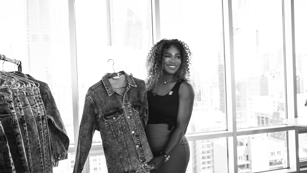 Serena Williams with clothes from her line.
