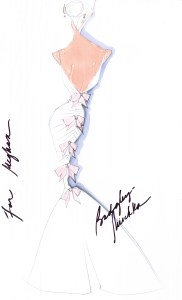 From Badgley Mischka for Meghan Markle: Put a bow (or five) on sleek-and-sexy.