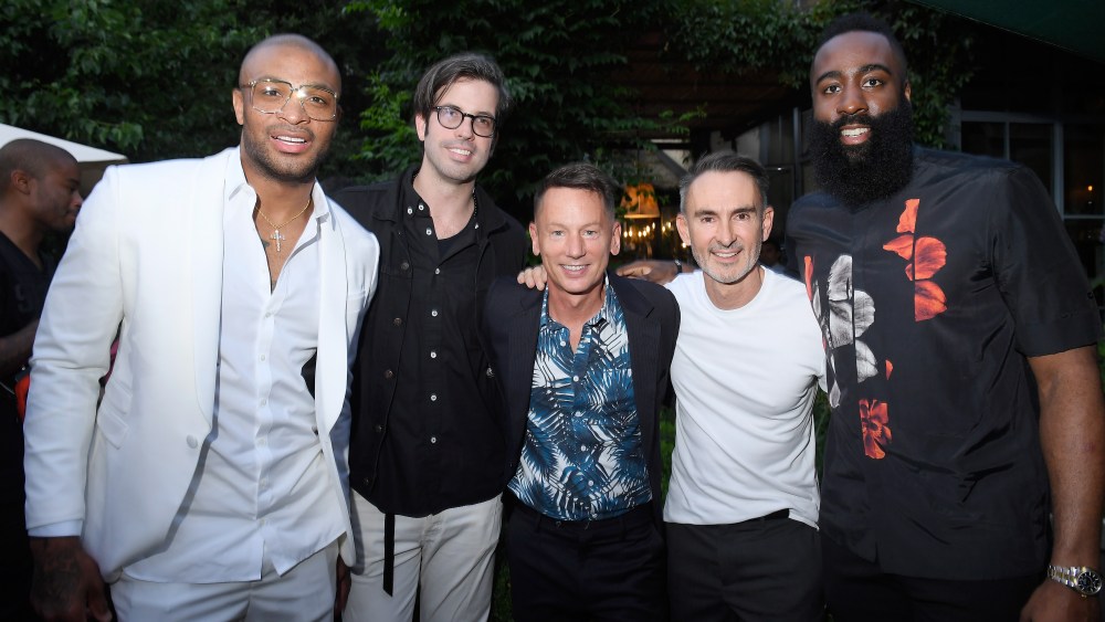 P. J. Tucker, Will Welch, Jim Nelson, Neil Barrett and James Harden attend the GQ Milan Cocktail Party during Milan Men's Fashion Week.