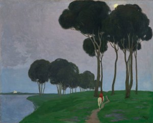 Aleksandrs Romans, Landscape with rider, 1910.