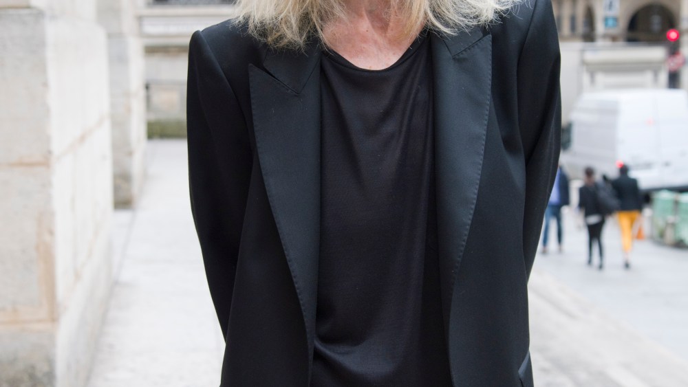 Betty Catroux at the memorial mass for Yves Saint Laurent.