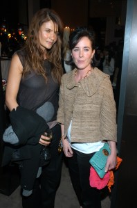 Helena Christensen (L) and Kate Spade attend Kate and Andy Spade's "Slim Aarons: A Place in the Sun" party at Kate Spade Broome Street.