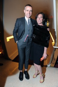 Designer Thom Browne (L) and Kate Spade attend a party celebrating the Whitney and AOL's partnership at Casa Lever.