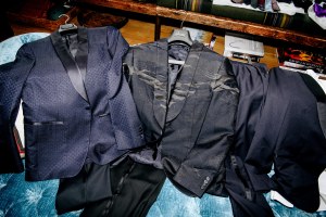 Josh Groban tries on suits for the 2018 Tony Awards.  Photographed by Nina Westervelt