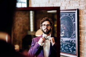 Josh Groban tries on suits for the 2018 Tony Awards.  Photographed by Nina Westervelt