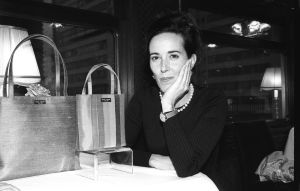 Designer Kate Spade at an event with handbags of her own design on October 9, 1998 in New York.Kate Spade, New York