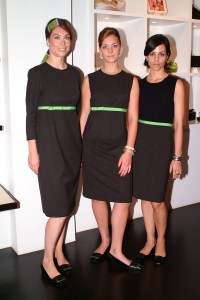 Models in looks from Kate Spade on September 16, 2003 in New York.