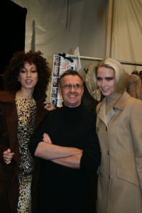 Pat Cleveland, Michael Vollbracht, and Karen Bjornson backstage at the Fall 2004 Bill Blass show.