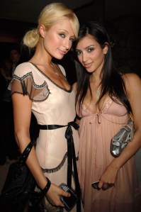 Paris Hilton and Kim Kardashian at a Dom Perignon launch party in Los Angeles, 2006.