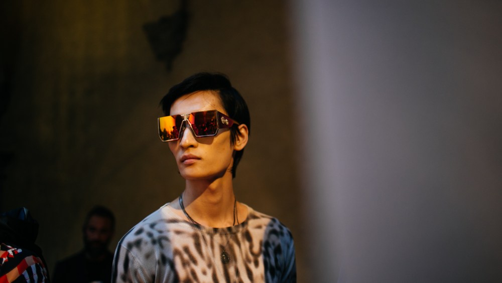 Backstage at Roberto Cavalli men's spring 2019