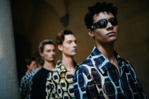 Backstage at Roberto Cavalli men's spring 2019