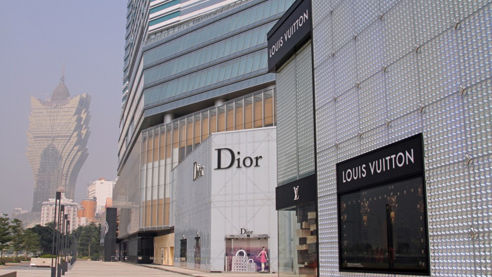 Luxury shops on the Macau strip.