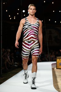 Model on the catwalkMoschino show, Runway, Spring Summer 2019 Menswear and Women's Resort Collection, Los Angeles, USA - 08 June 2018