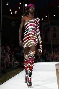 Model on the catwalkMoschino show, Runway, Spring Summer 2019 Menswear and Women's Resort Collection, Los Angeles, USA - 08 June 2018