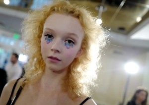 Model backstageMoschino show, Backstage, Spring Summer 2019 Menswear and Women's Resort Collection, Los Angeles, USA - 08 June 2018
