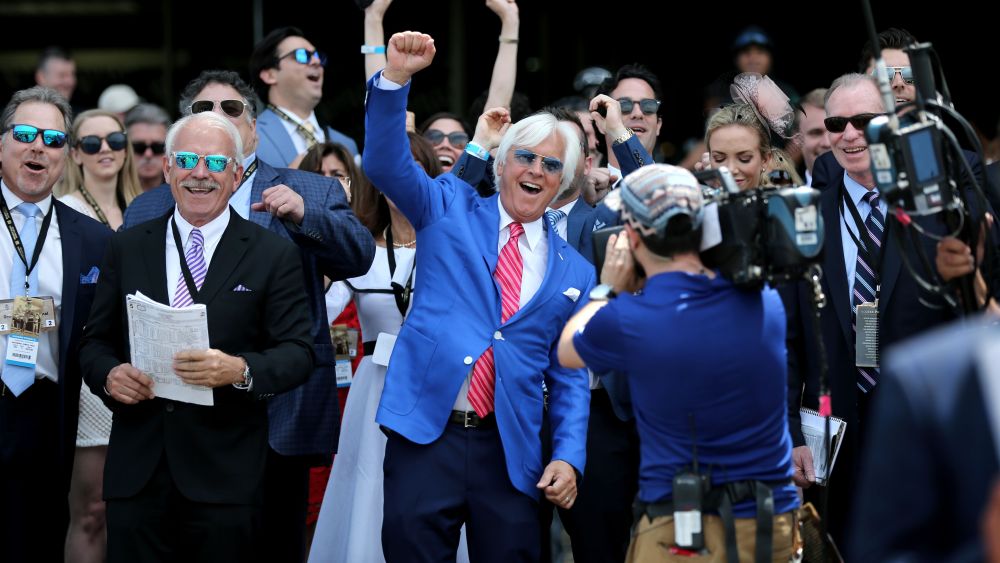 Bob BaffertThe 150th Running Belmont Stakes, New York, USA - 09 Jun 2018Trainer of Justify, Bob Baffert (C) watches the Brooklyn Invitational race at Belmont race track in Queens, New York, USA, 09 June 2018. His horse Hoppertunity went on to win the race.