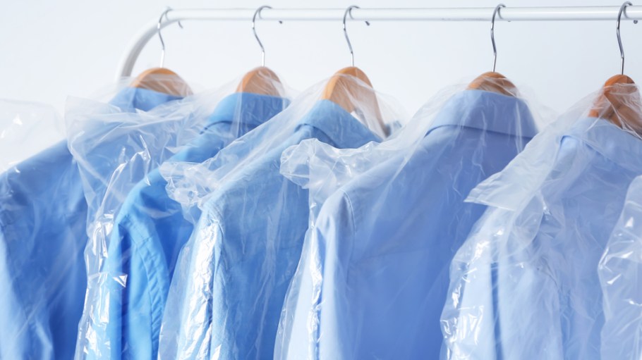 Clothing in plastic bags