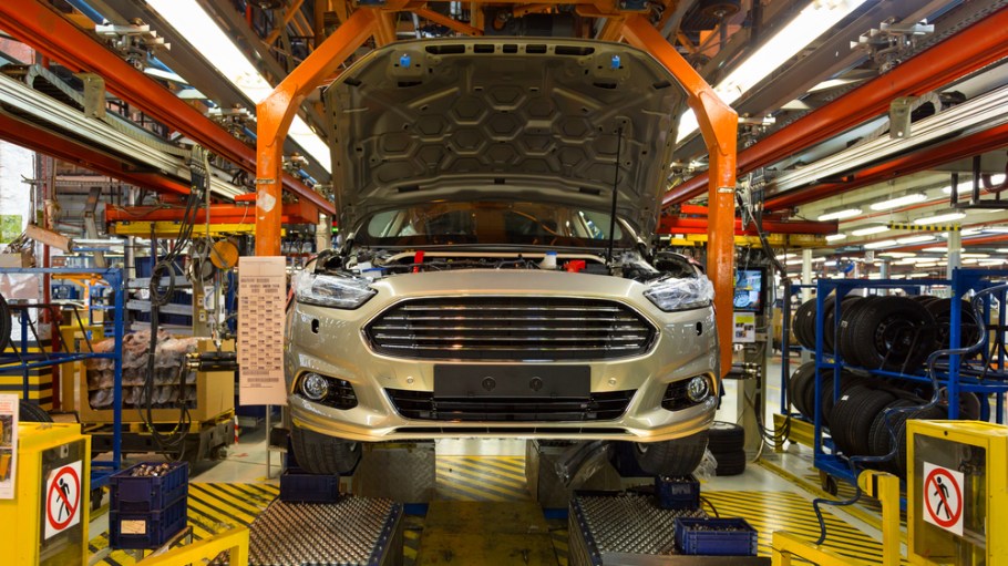 Car assembly at a factory