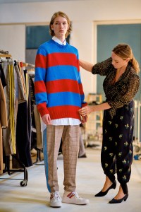 Stella McCartney and a model in a Spring 2018 look.
