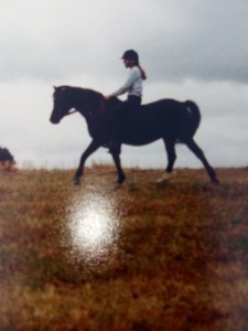 Camilla Staerk hopes to return to horseback riding this summer. Here, the stylist on her Welsh Mountain pony ÒBellis.Ó