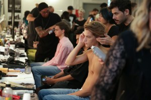 Backstage at Feng Chen Wang Men’s Spring 2019