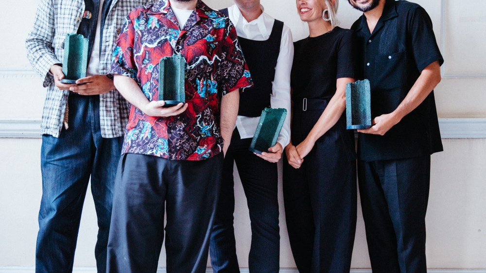 European Finalists for the International Woolmark Prize, left to right: Nicholas Daley, Edward Crutchley, Daniel W. Fletcher and CmmnSwdn