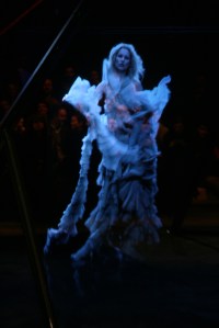 The "spirit" of Kate Moss at Alexander McQueen Fall RTW 2006 show in Paris.