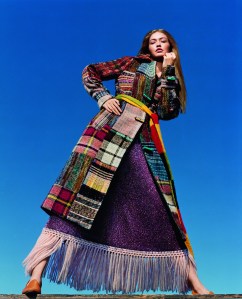 Photographed by Harley Weir and featuring Gigi Hadid and French male model Yassine Rahal, Missoni’s 2018 fall campaign is strongly characterized by full-length portraits and graphic poses against monochromatic backgrounds. The images refer to the colors of Africa and Jamaica and such stars as Lenny Kravitz and Lisa Bonet.  Creative director Angela Missoni's collection for fall includes patchwork designs, jacquards inspired by the coats of wild animals, references to multiethnic costumes and urban graffiti. - Martina Cretella