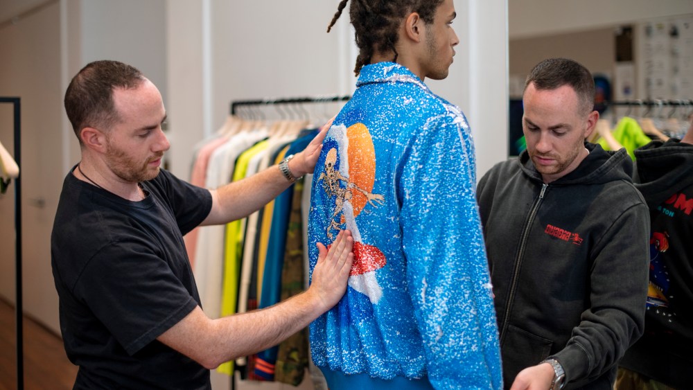 Ariel and Shimon Ovadia put the finishing touches on a look from their spring show.
