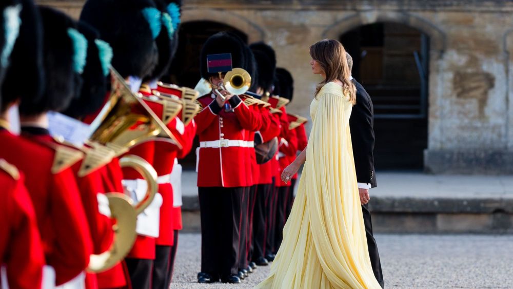 Theresa May and Philip May welcome Donald Trump and Melania Trump at Blenheim Palace.US President Donald Trump visit to the UK - 12 Jul 2018