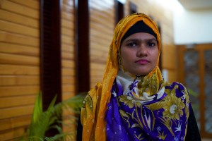 Jasmine Khatum, 21, is a Rohingya working in a garment factory in Chittagong as a thread cutter. She and her family fled persecution in Myanmar in 2012, after one of their relatives was beaten to death.
