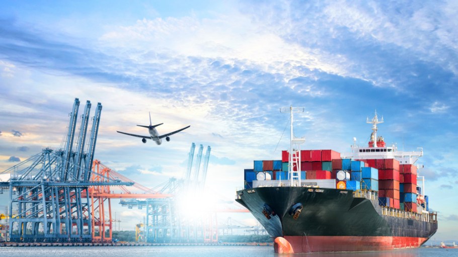 cargo freight and airplane for global trade
