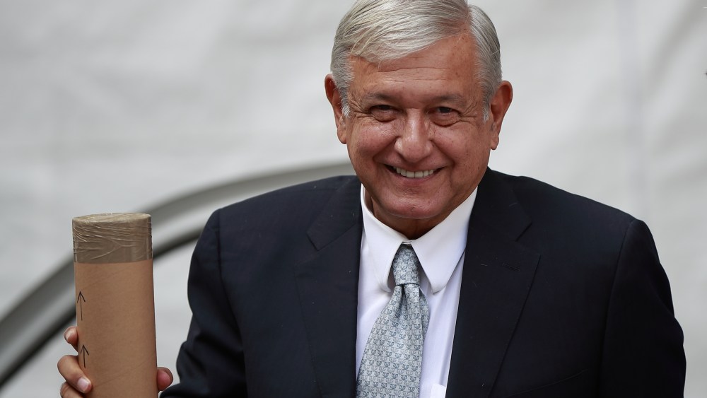 President-elect of Mexico Andres Manuel Lopez Obrador arrives for a meeting with the Ambassador of the Republic of China in Mexico Qiu Xiaoqi (out of frame), in Mexico City, Mexico, 02 August 2018. Obrador will seek the adjustment of the trade balance with China, for which a Mexican delegation will travel to the Asian countryLopez Obrador will seek adjustment of trade balance with China, Mexico City - 02 Aug 2018