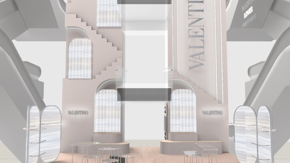 A rendering of the Valentino pop-up at Printemps.