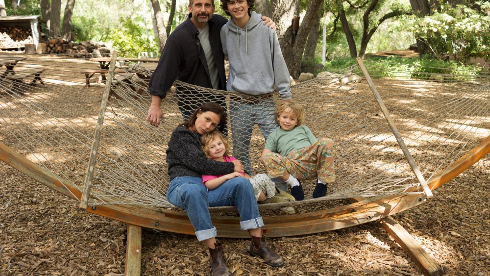 Steve Carell, Maura Tierney, Timothe Chalamet, Oakley Bull, and Christian Convery star in BEAUTIFUL BOY
