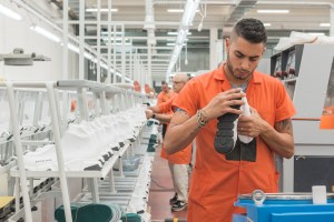 Leo's shoe factory in Italy.
