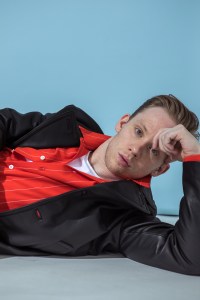 Joe Cole inÊSandroÕs leather jacket, AmiÕs cotton shirt and Calvin Klein UnderwearÕs cotton T-shirt underneath.