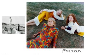 J.W. Anderson hits refresh. For his fall campaign, the designer chose to work with three young photographers, Julie Greve, Simons Finnerty and Yelena Beletskaya, “all of whom have their own untainted, creative visions,” said Jonathan Anderson, creative director of J.W. Anderson. The three photographers were selected from the brand’s “Your Picture/Our Future” photography competition that ran last season. Raw, unfiltered and emotive, the imagery is a viewfinder into the world of the young talents. Greeves focused on the soft femininity and power of young girls and photographed them lounging in printed and color-blocked dresses, Finnerty turned the camera on himself and presented a provoking view on masculinity in a whimsical fashion; while Beletskaya injected her still life and portrait photography with colorful smoke in the backdrop. — Fiona Ma