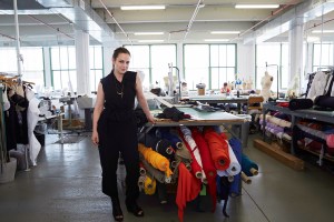 Libby Mattern, founder of the Course of Trade training program in sewing for the apparel sector who is also Production Director, Swimwear and Ready to Wear for Malia Mills which hosts Course of Trade in its Brooklyn NY headquarters.