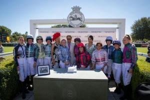 QGF 2018Magnolia Cup Jockeys at Qatar Glorious Goodwood Festival, West Sussex, UK - 02 Aug 2018