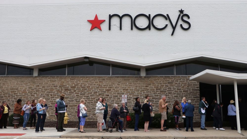 Customers line up to get into the grand opening of Macy's Backstage at Tri-County Mall on in Cincinnati. Macy's debuts Cincinnati's first Backstage, the brand's off-price store, at the Tri-County locationMacy's Backstage Grand Opening at Tri-County Mall, Cincinnati, USA - 12 Apr 2018