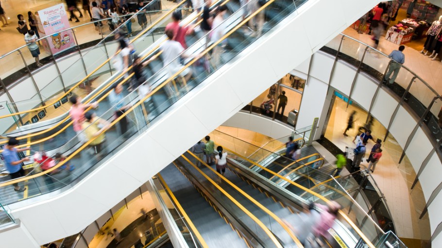shoppers in a mall
