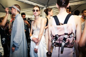 Backstage at Emporio Armani RTW Spring 2019