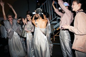 Backstage at Emporio Armani RTW Spring 2019