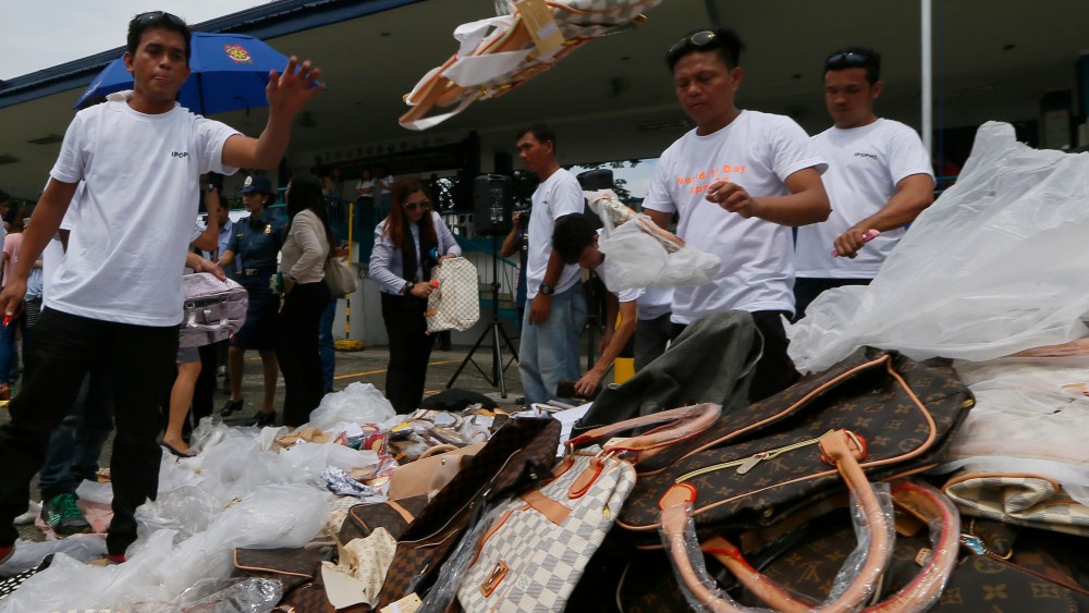 Destruction of counterfeit goods in the Philippines