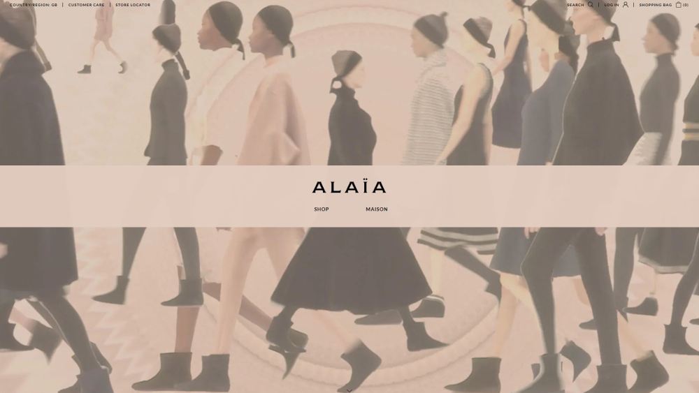 A screenshot of the Maison Alaïa online flagship.