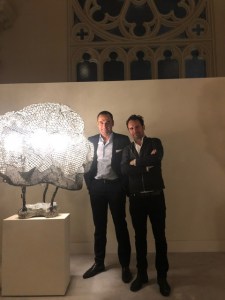 Loic de Gaillard and Julien Lombrail in front of an installation by Nacho Carbonell